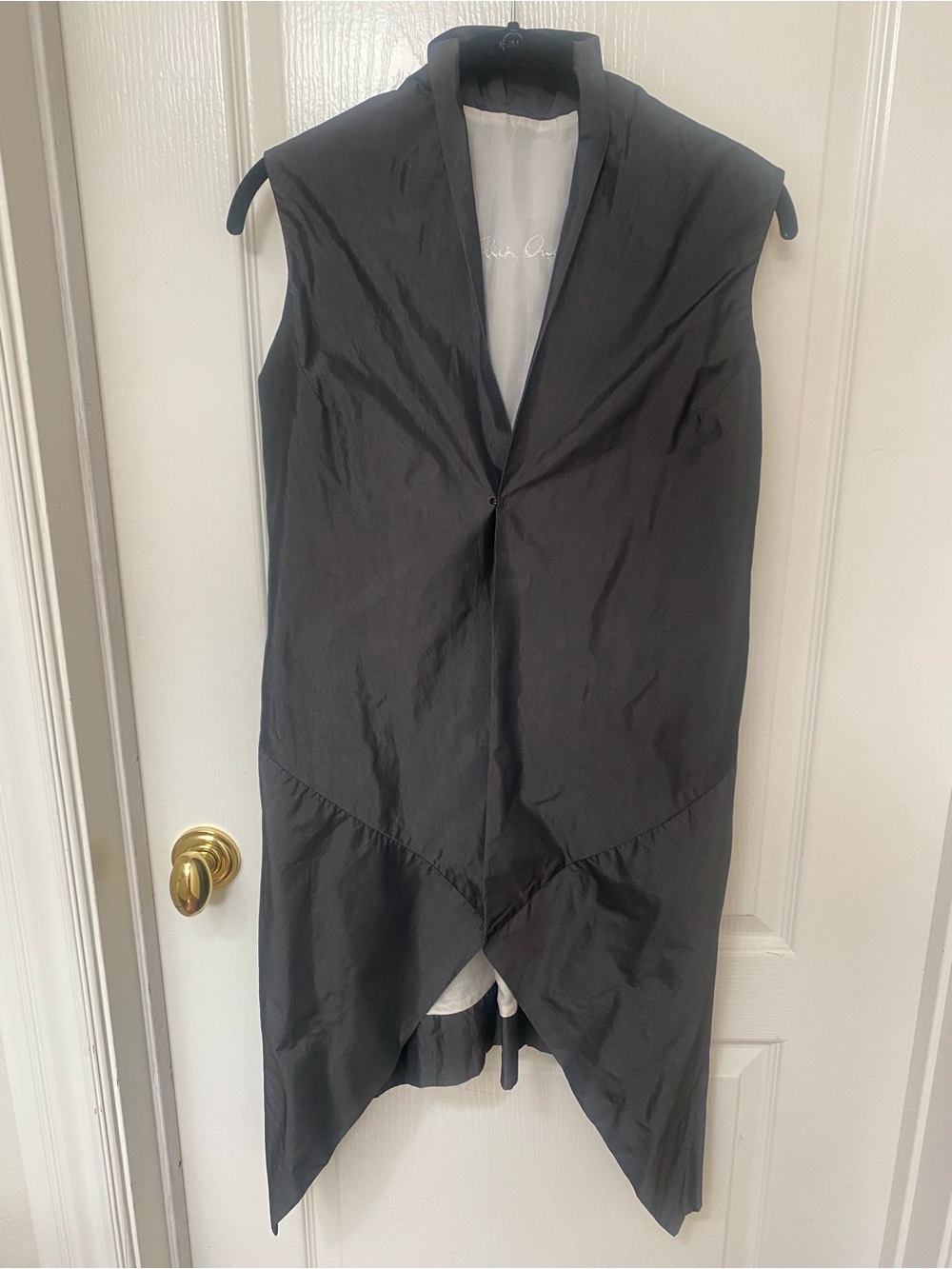 Rick Owens Black/Steel Sleeveless Asymmetrical Draped Vest Dress